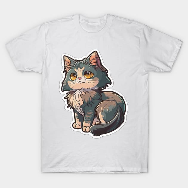 Majestic Maine Coon Cat Sticker T-Shirt by cptpuggles